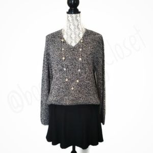 Easy Spirit Black & White, V-neck Pullover Sweater